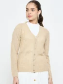 Beige Knitted Cardigan for Women by Creative Line
