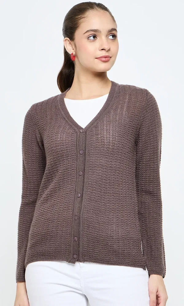 Brown Knitted Cardigan for Women by Creative Line