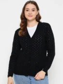 Black Knitted Cardigan for Women by Creative Line