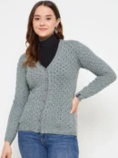 Grey Knitted Cardigan for Women by Creative Line