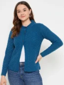 Blue Knitted Cardigan for Women by Creative Line