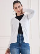 White Knitted Cardigan for Women by Creative Line