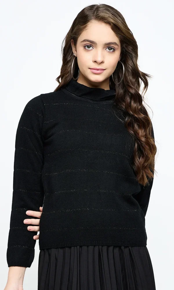 Black Knitted Top for Women by Creative Line