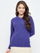 Navy Blue Knitted Top for Women by Creative Line