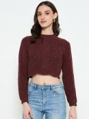 Brown Knitted Top for Women by Creative Line