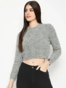 Grey Crop Top for Women by Creative Line