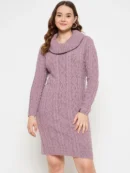 Mauve Knitted Dress for Women by Creative Line