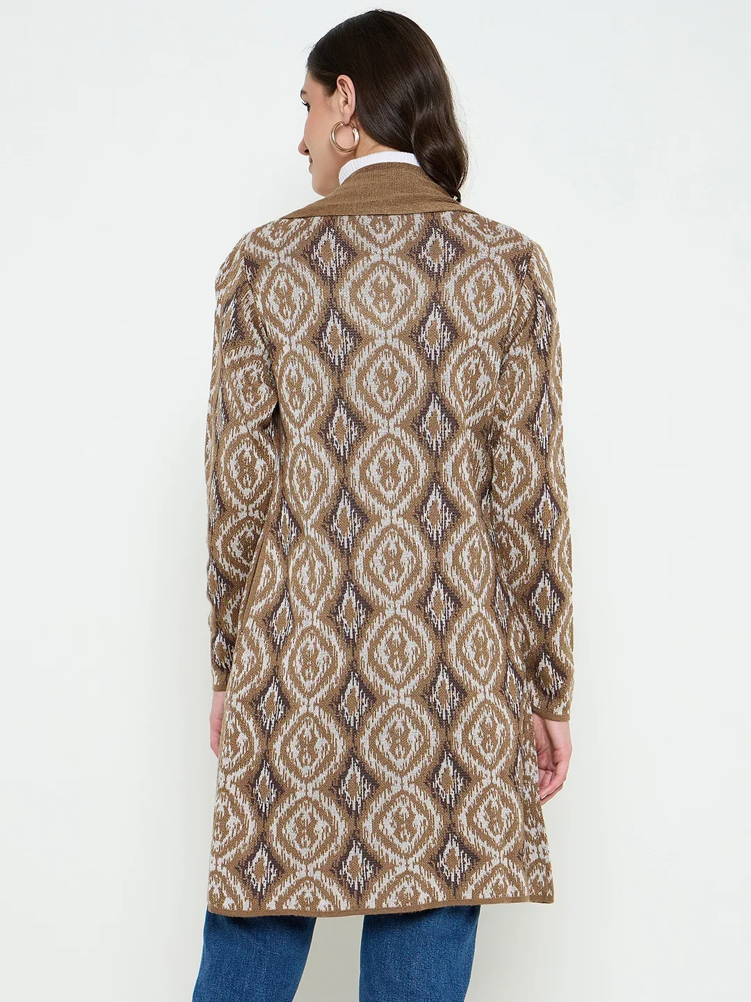 Creative Line Beige Self Design Knitted Shrug - Image 5