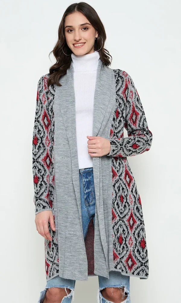 Grey Knitted Shrug for Women by Creative Line