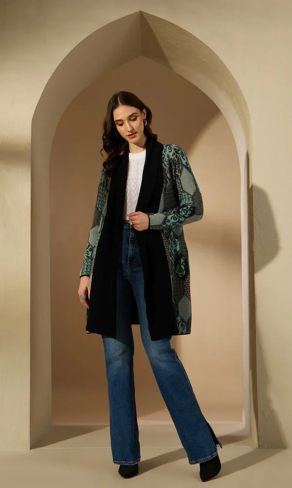 Blue Knitted Shrug for Women by Creative Line