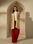 Beige Knitted Shrug for Women by Creative Line