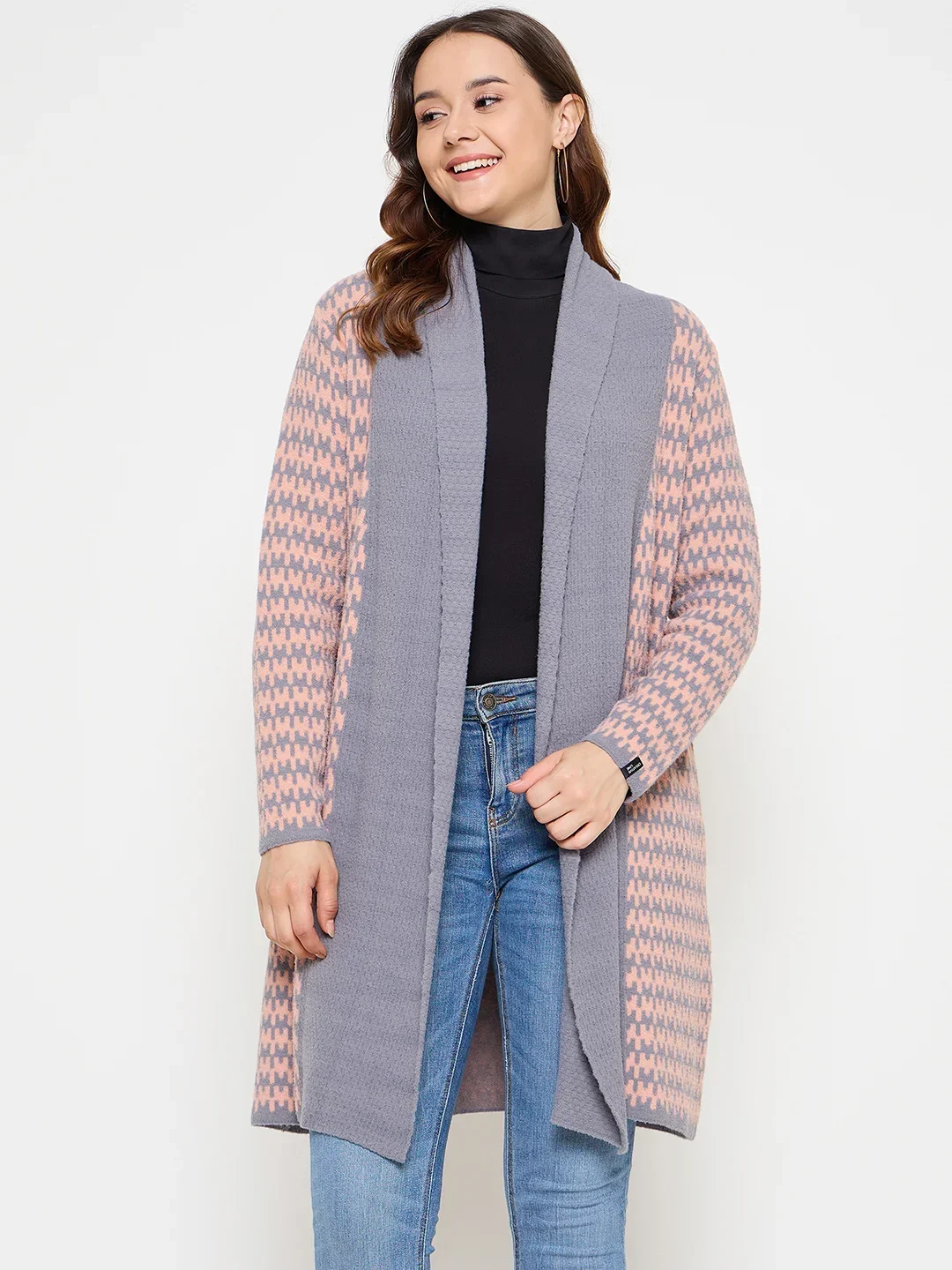 Grey Knitted Shrug for Women by Creative Line