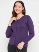 Purple Knitted Cardigan for Women by Creative Line