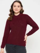 Maroon Knitted Top for Women by Creative Line