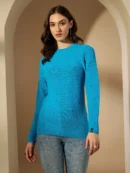 Blue Knitted Top for Women by Creative Line