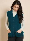Teal Knitted Cardigan for Women by Creative Line