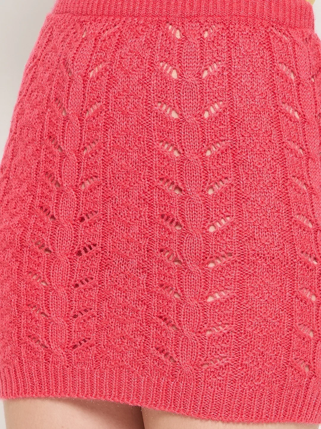 Creative Line Peach Self Design Knitted Skirt - Image 2