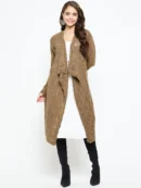 Brown Knitted Shrug for Women by Creative Line