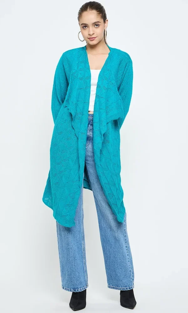 Blue Knitted Shrug for Women by Creative Line