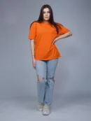 Orange Drop Shoulder T-Shirt for Women by Creative Line