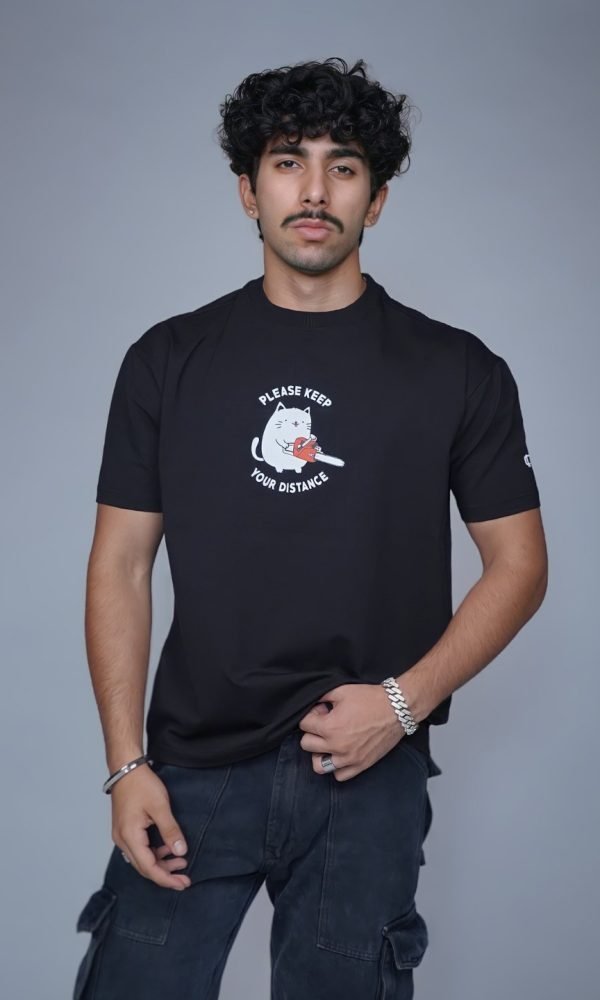 Black Drop Shoulder T-Shirt for Men by Creative Line