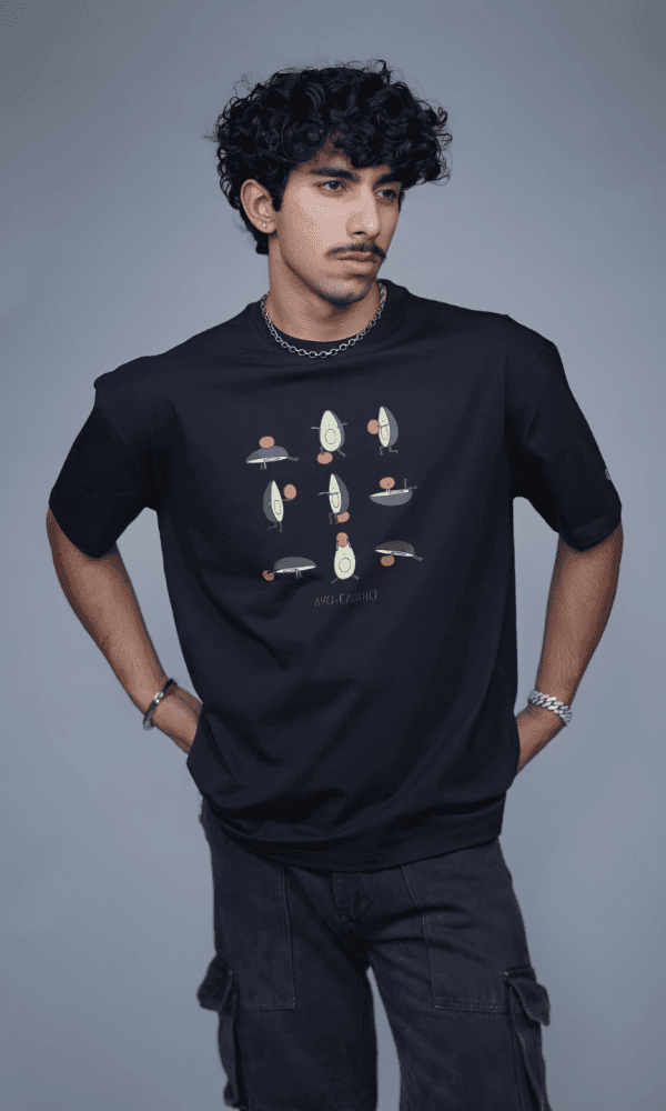 Black Drop Shoulder T-Shirt for Men by Creative Line