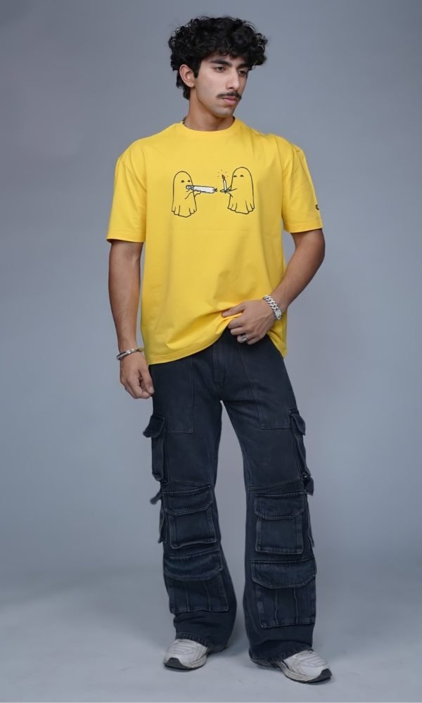 Yellow Drop Shoulder T-Shirt for Men by Creative Line