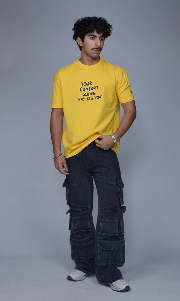 Yellow Drop Shoulder T-Shirt for Men by Creative Line