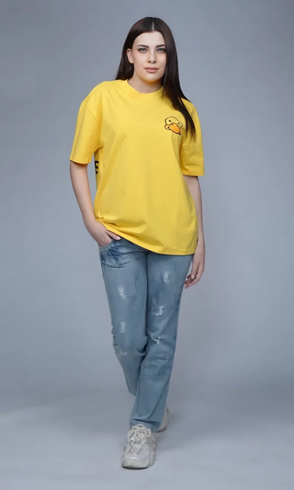 Yellow Drop Shoulder T-Shirt for Women by Creative Line