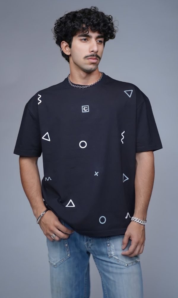 Black Drop Shoulder T-Shirt for Men by Creative Line