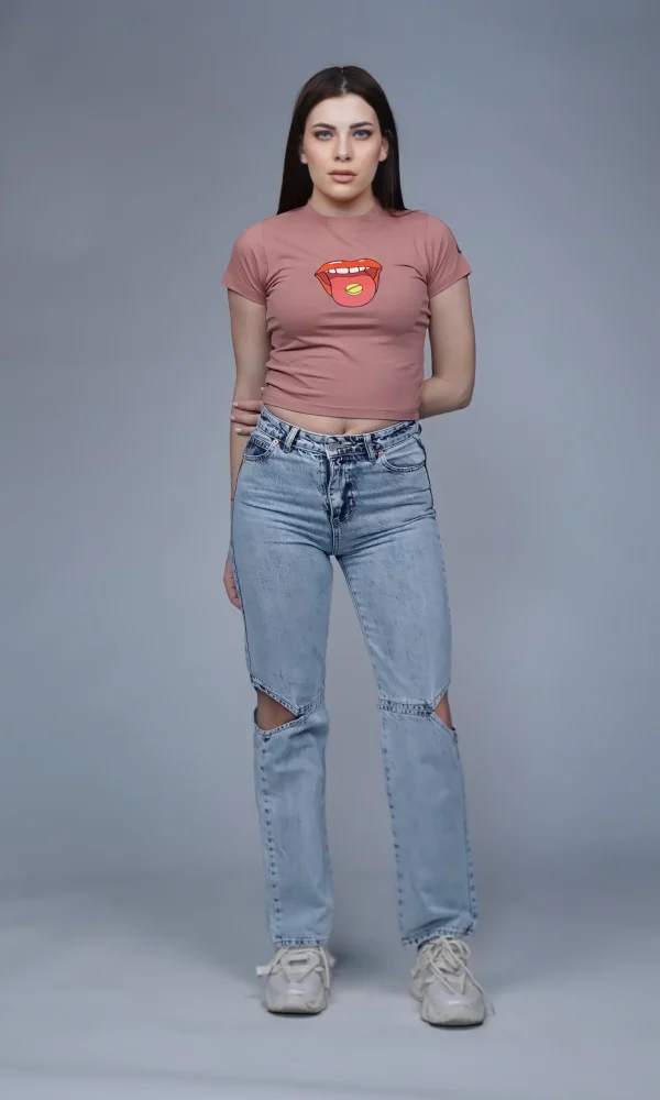 Pink Crop T-Shirt for Women by Creative Line