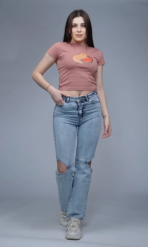 Pink Crop T-Shirt for Women by Creative Line