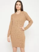 Beige A-Line Dress for Women by Creative Line