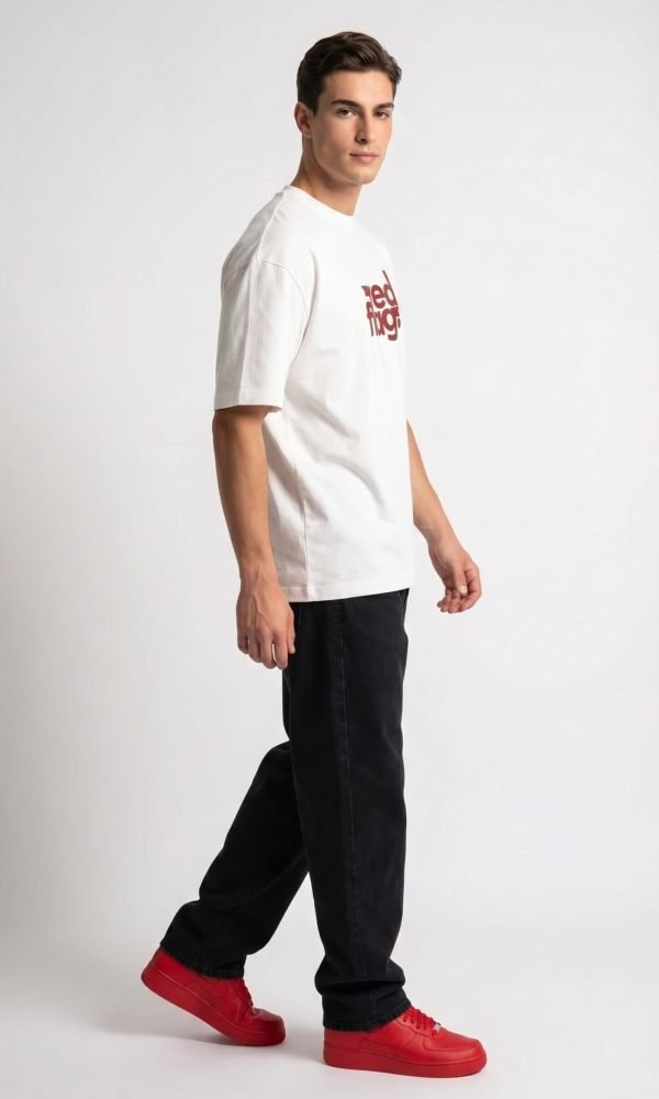 White Oversized T-Shirt for Men by Creative Line