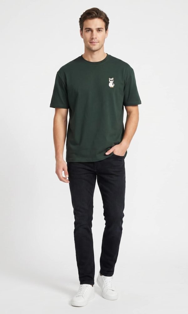 Bottle Green Oversized T-Shirt for Men by Creative Line