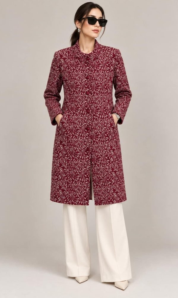 Maroon Long Coat for Women by Creative Line