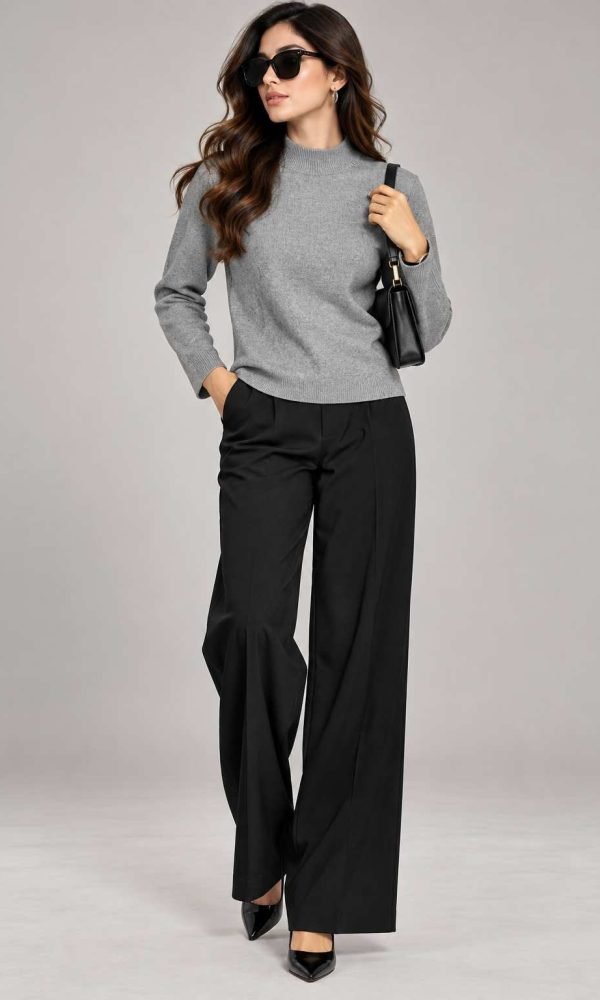 Grey T Neck Skivi for Women by Creative Line