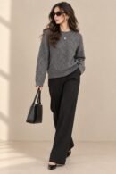 Grey Knitted Top for Women by Creative Line
