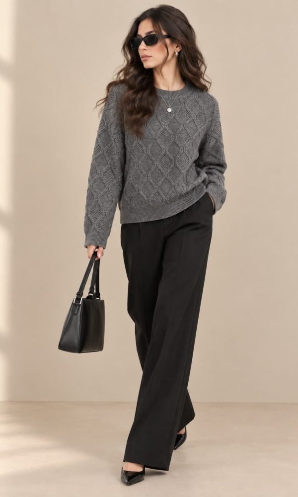 Grey Knitted Top for Women by Creative Line