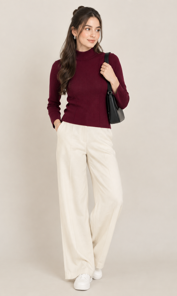 Maroon T Neck Skivi for Women by Creative Line