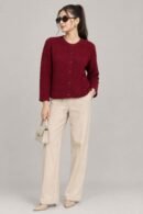 Maroon Textured Cardigan for Women by Creative Line