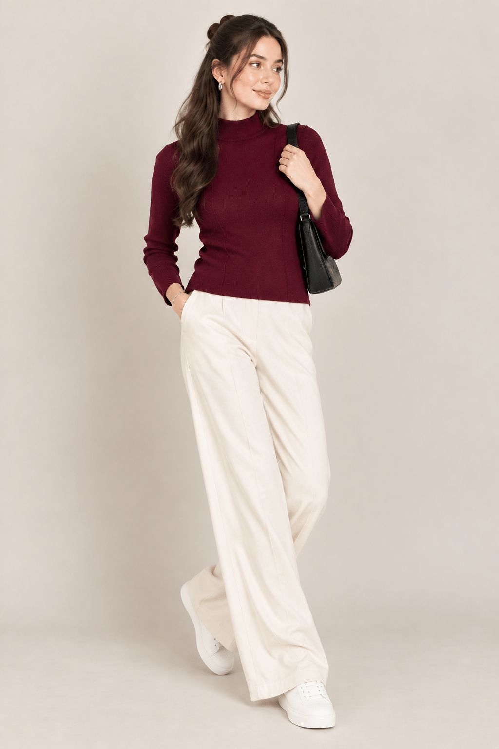 Creative Line Ribbed T-Neck Skivi - Image 5