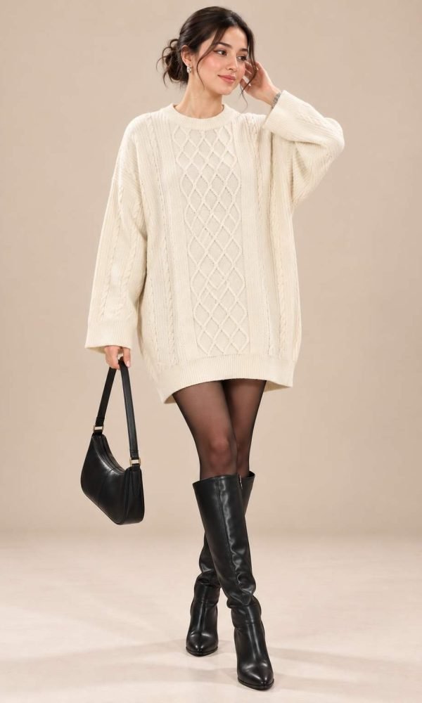 White Knit Dress for Women by Creative Line