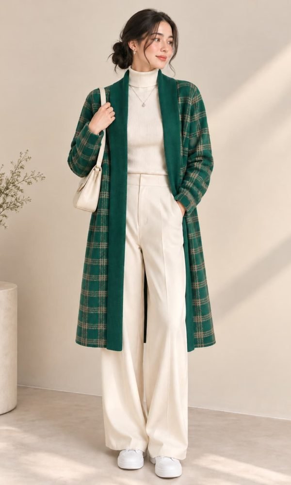 Green Longline Shrug for Women by Creative Line